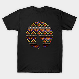 Afro Hair Woman with African Pattern, Black History T-Shirt